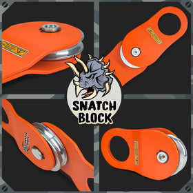 TICONN snatch block beside ruler showing scale benefit: clear size reference