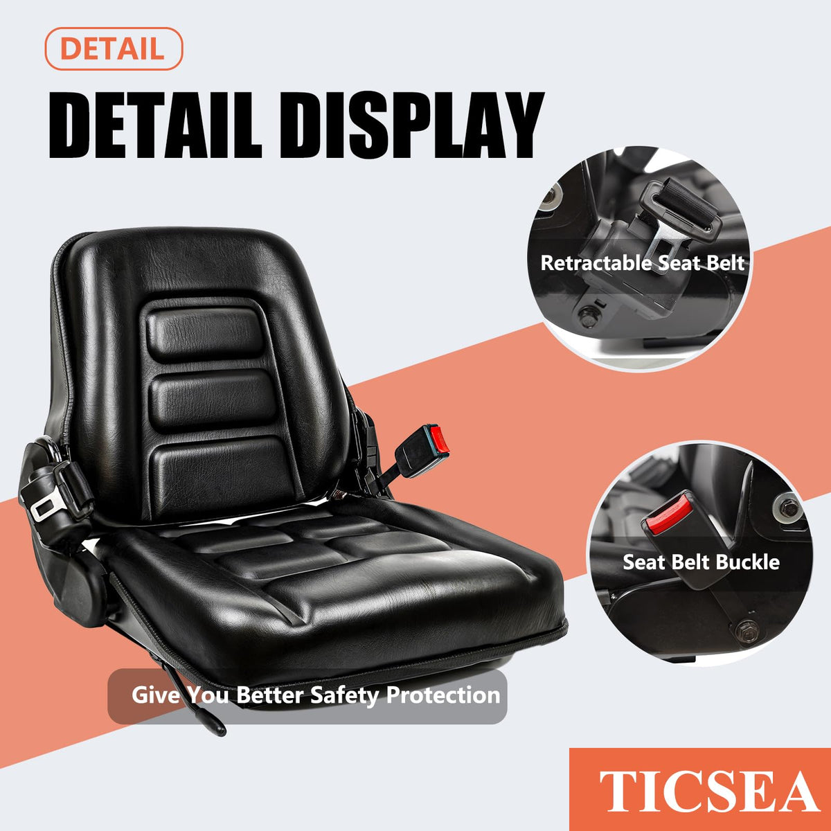 TICSEA backrest tilted to show 120° adjustment and posture support benefit