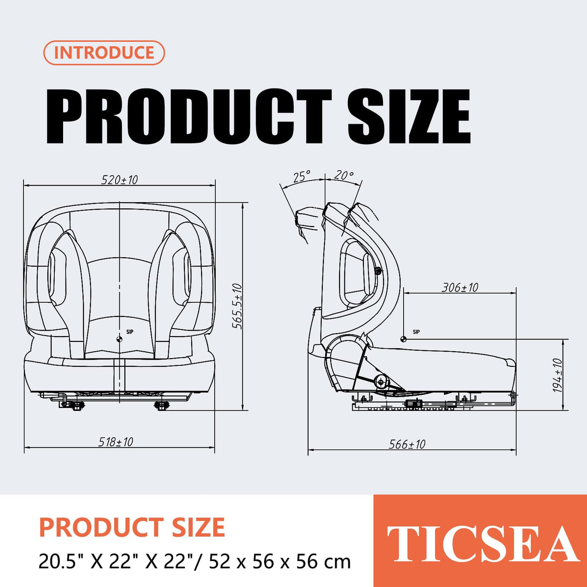 TICSEA seat installed inside a forklift cabin showing fit and scale
