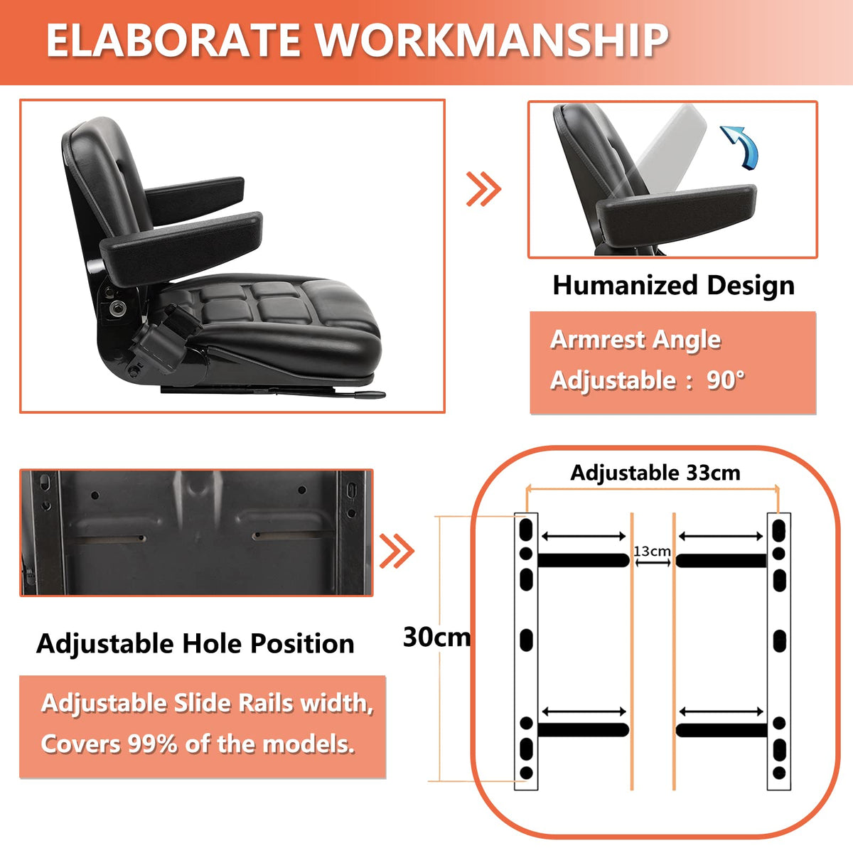 TICSEA slide rails and bolt holes displaying adjustable mounting for many machines