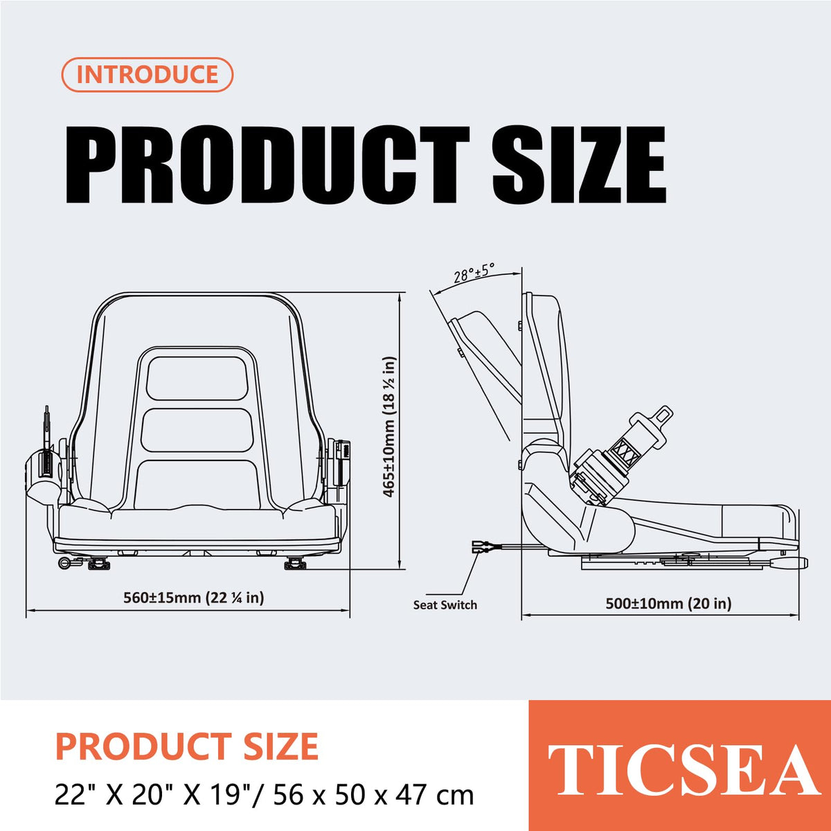 TICSEA seat beside a helmet for scale showing correct fit and size benefit