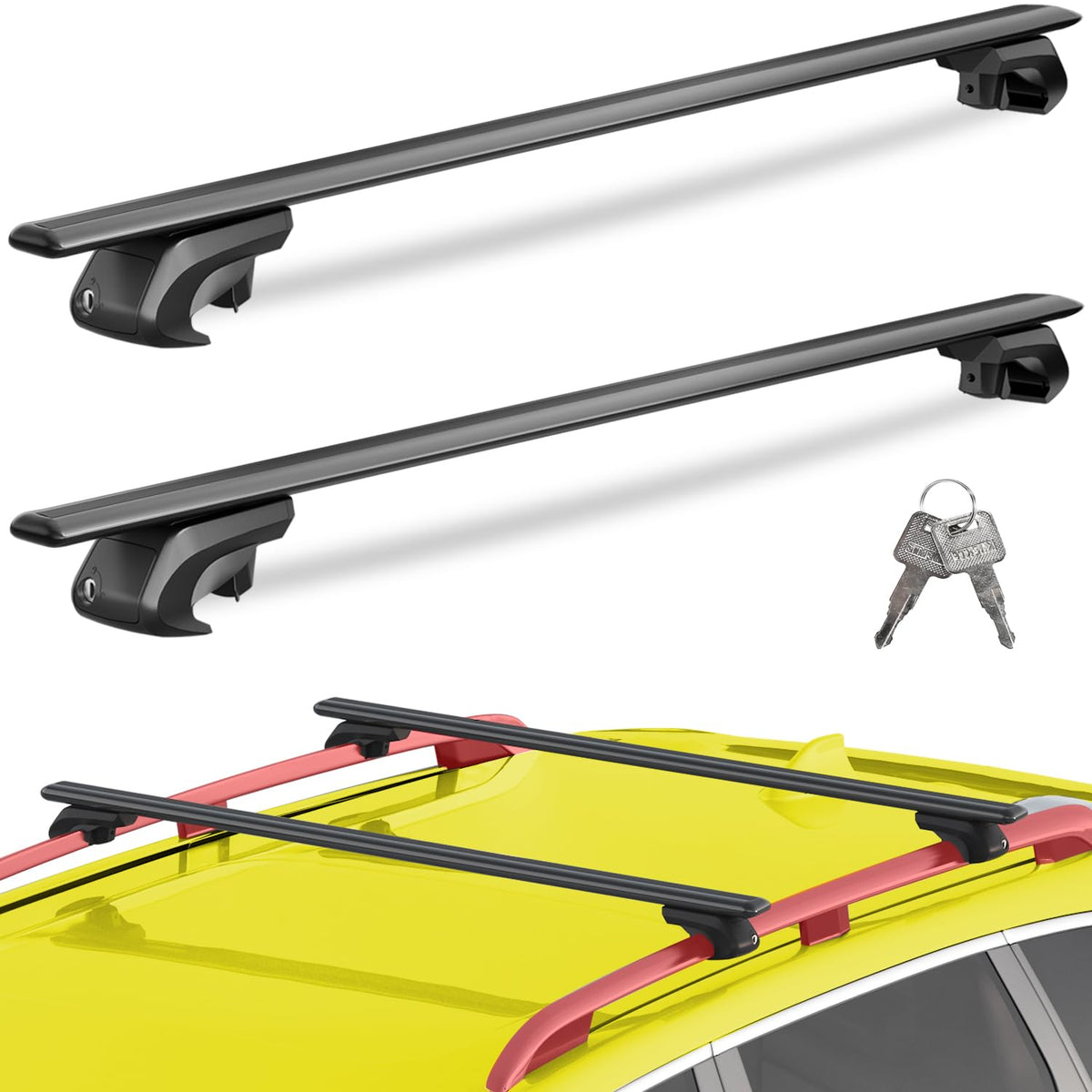 TideFree front packaging showing complete 52 inch cross bars and hardware for quick setup