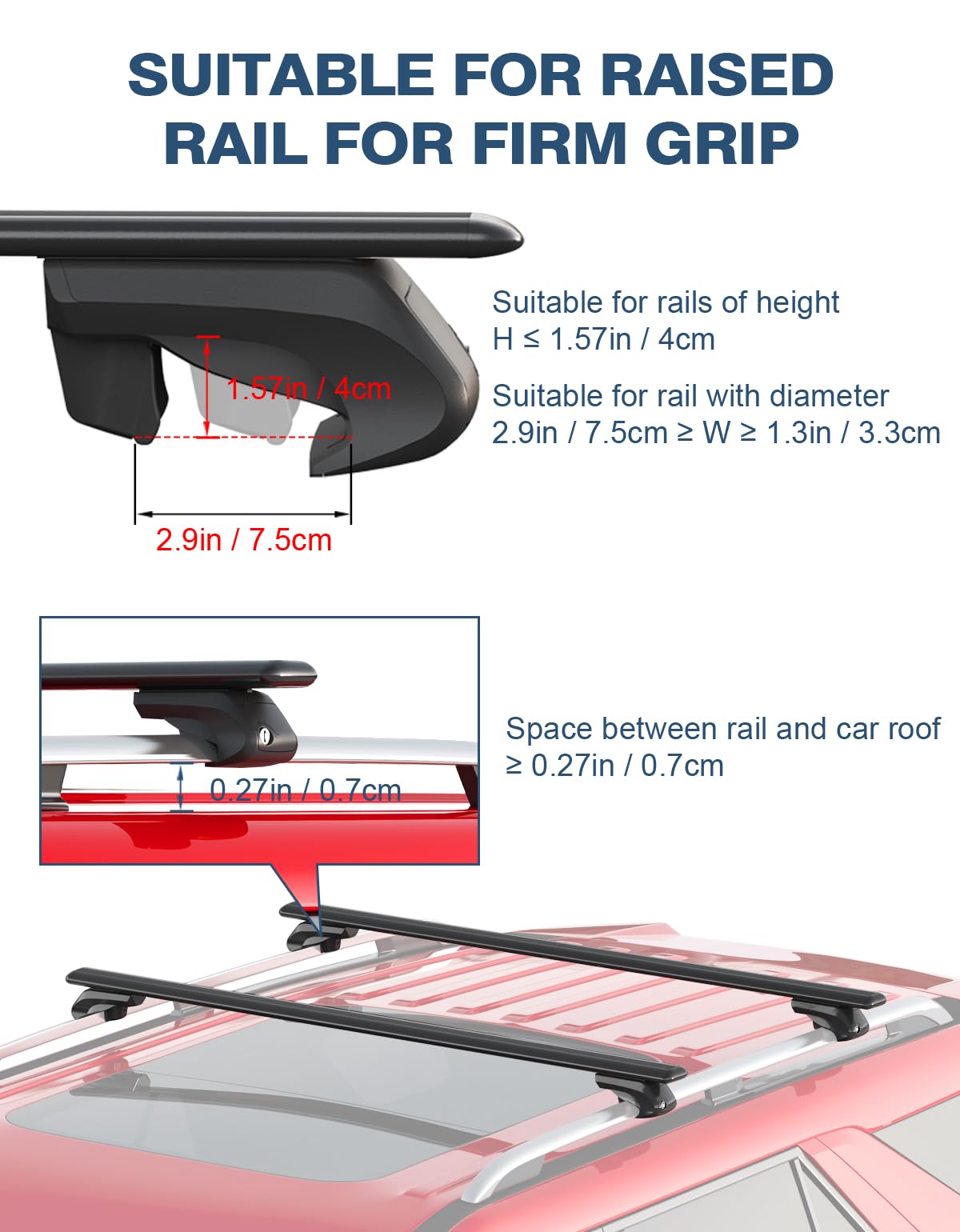 TideFree installed on SUV side view demonstrating secure fit on raised rails