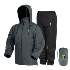 TIDEWE rain suit front view showing full coverage and lightweight protection