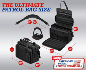 Tidify bag secured on car front seat providing accessible on-the-go storage
