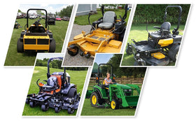 TidiRob filters beside a lawn mower showing fast service and extended equipment life