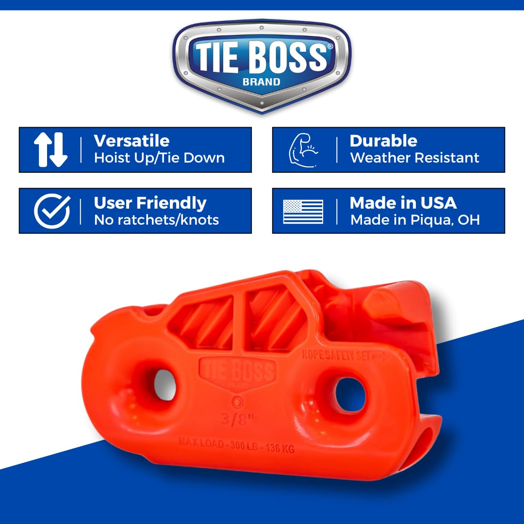 Tie Boss mounted on a garage hoist demonstrating effortless storage and space saving