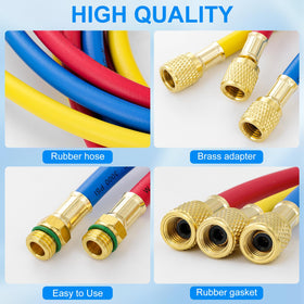 Tigbear hoses connected to manifold gauge for accurate pressure readings