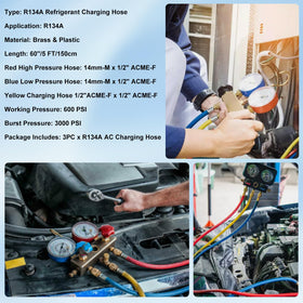 Tigbear mechanic using kit in engine bay for efficient AC service