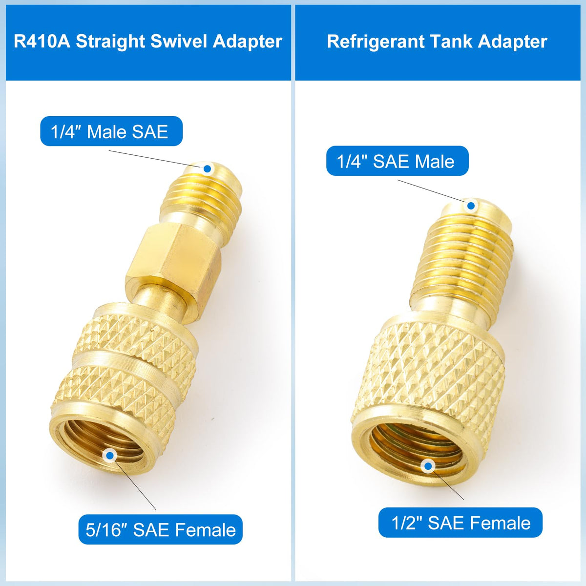 Tigbear R134A tank adapter with removable core showing faster vacuuming benefit