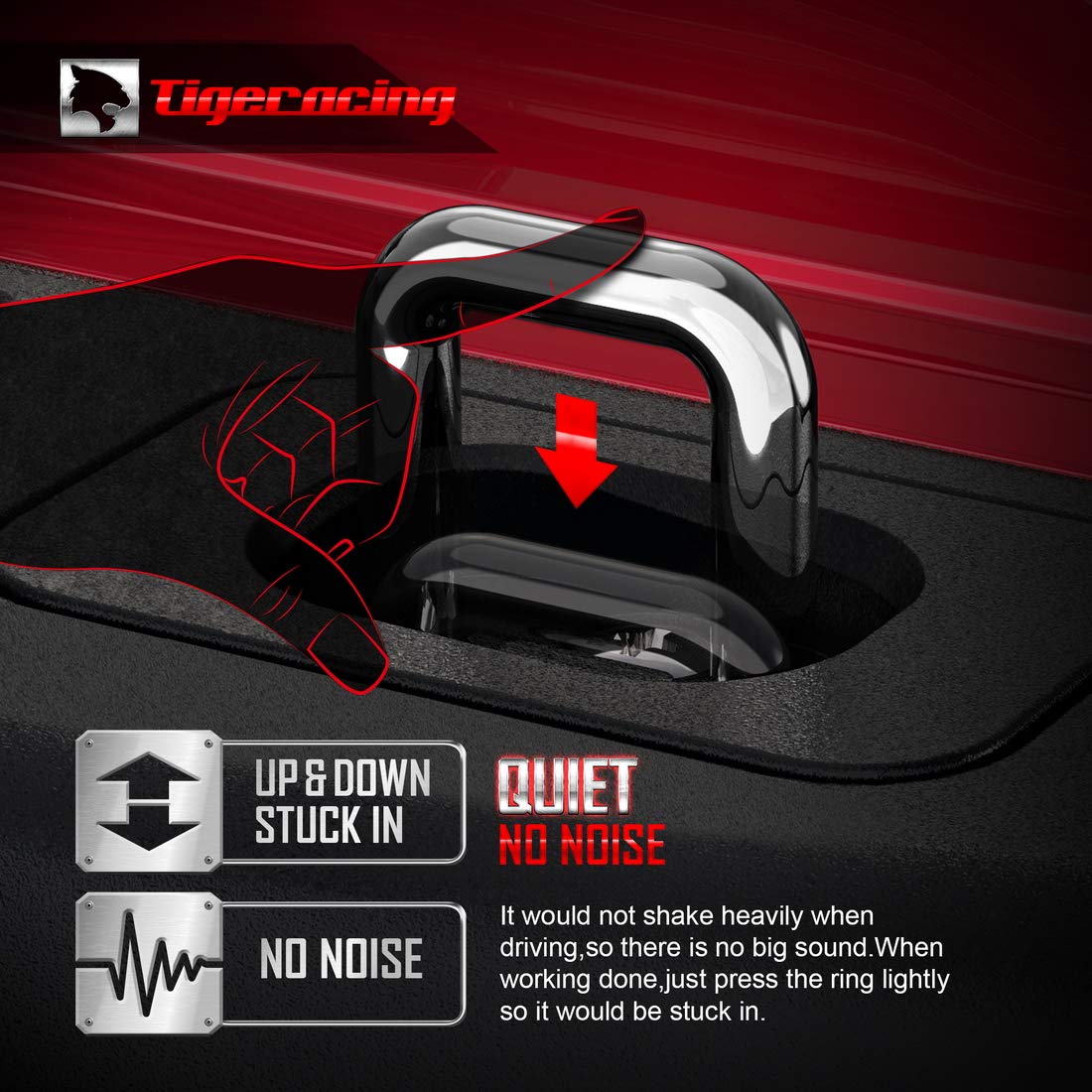 Tigeracing side profile stowed flush in pocket reduces rattle and looks tidy