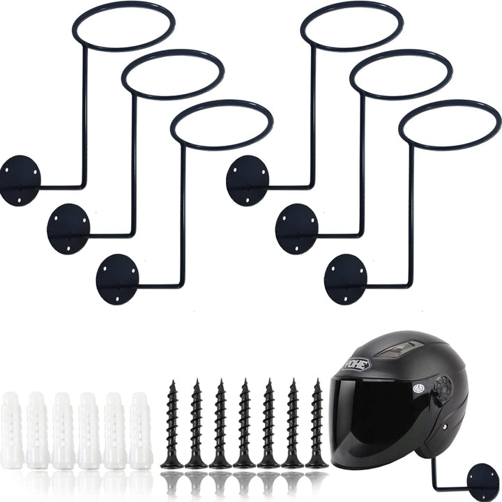 TIHOOD front view of six helmet racks showing compact, organized storage benefit