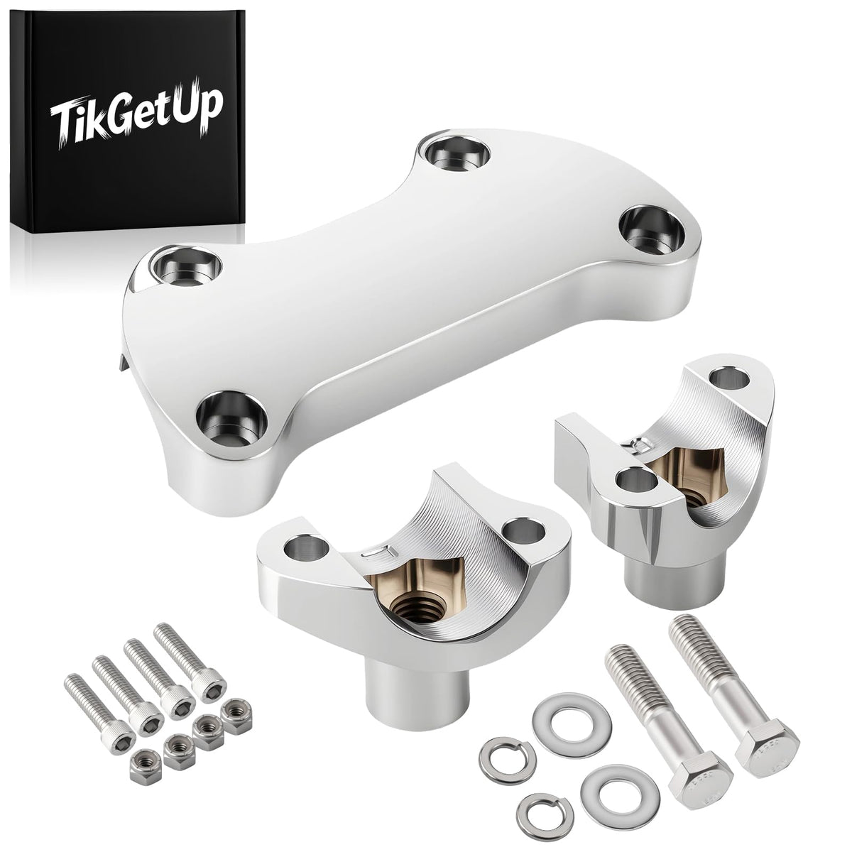 TIKGETUP front view of chrome riser showing clean fit and durable finish
