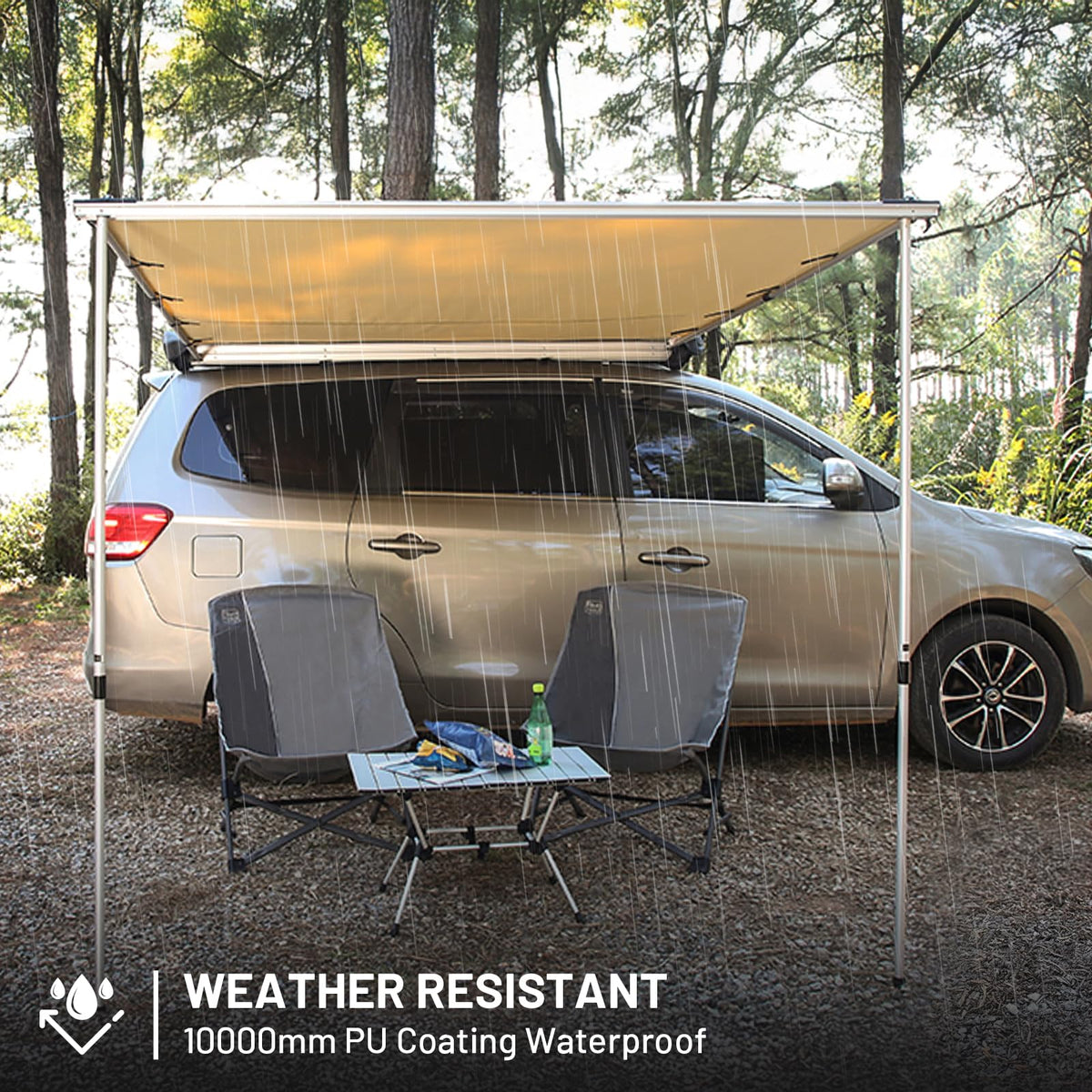 TIMBER RIDGE awning retracted in storage bag showing compact transport benefit