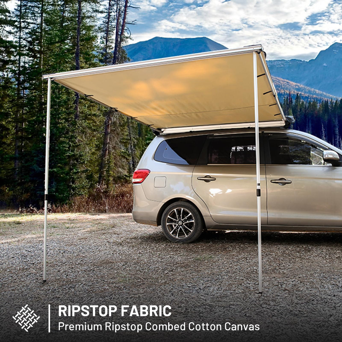 TIMBER RIDGE ripstop canvas close-up showing durable waterproof fabric benefit