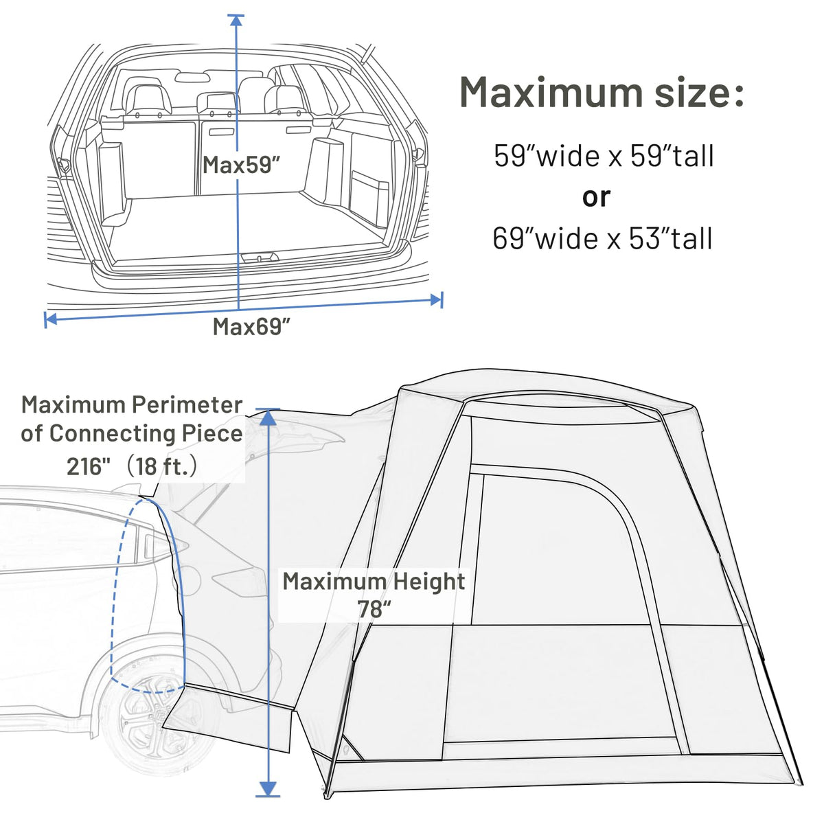 TIMBER RIDGE tent set up with family showing comfortable outdoor living benefit