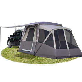 TIMBER RIDGE front overview showing full tent with awning for quick shelter