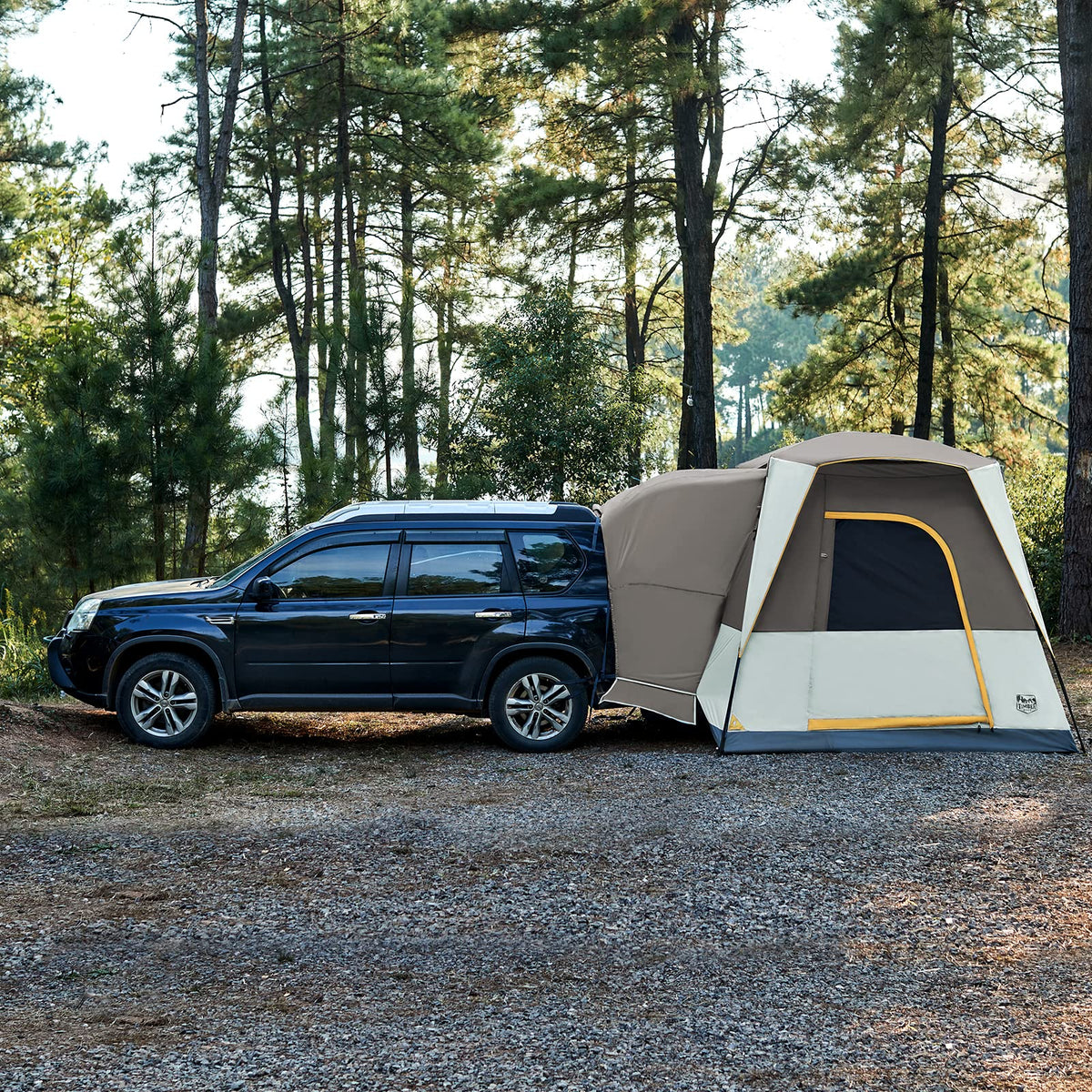 TIMBER RIDGE tent interior with standing adult demonstrating spaciousness