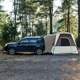 TIMBER RIDGE tent interior with standing adult demonstrating spaciousness