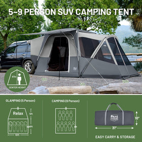 TIMBER RIDGE lifestyle image at campsite with family, illustrates practical outdoor use