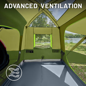 TIMBER RIDGE tent next to SUV to show scale and usable floor area