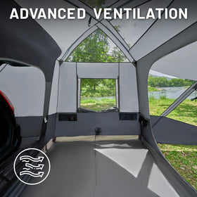 TIMBER RIDGE sleeping area with two air mattresses set up, maximizes family sleeping space
