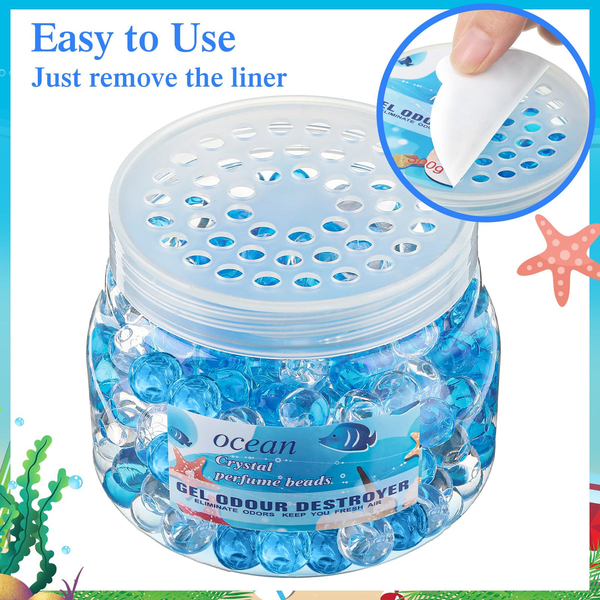 Timgle open jar with visible beads demonstrating easy use