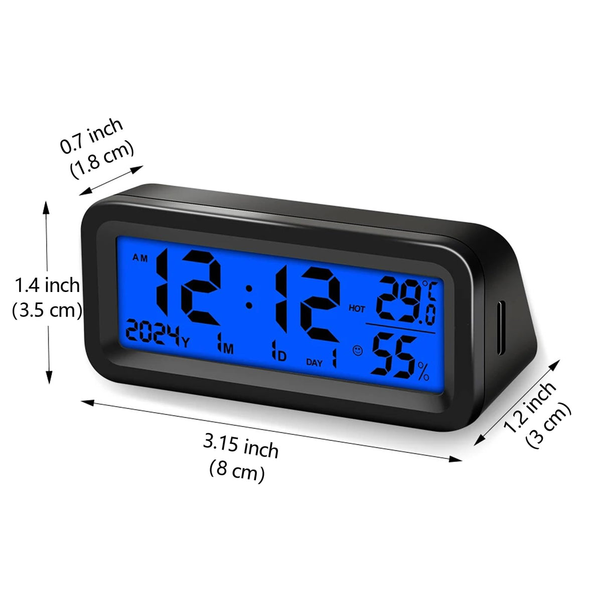 Close-up of Timloon LCD showing temperature humidity and large digits for quick glance