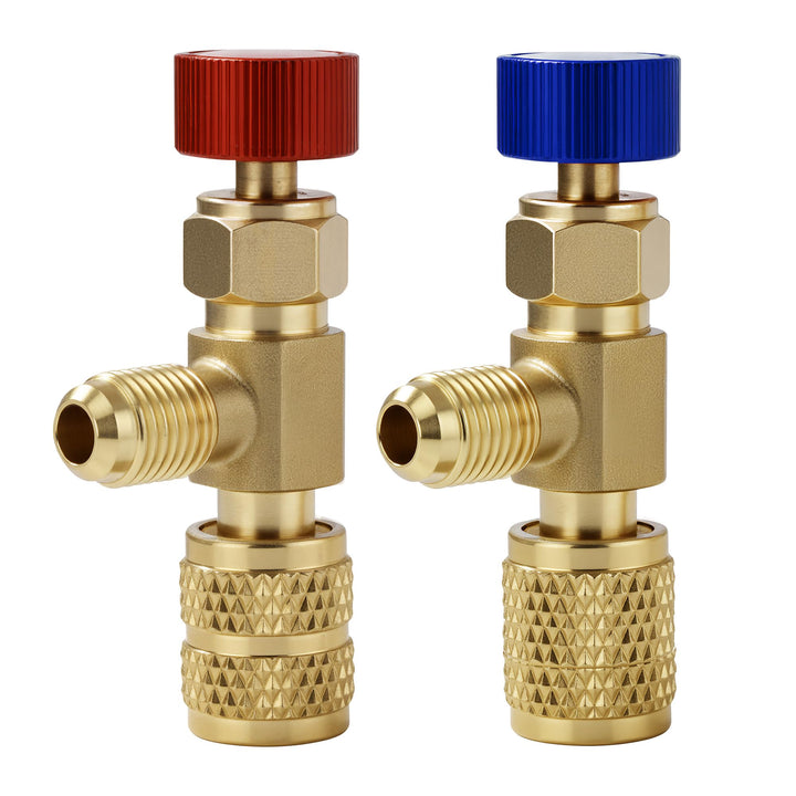 Timsec front view of both brass charging valves for quick identification and durability