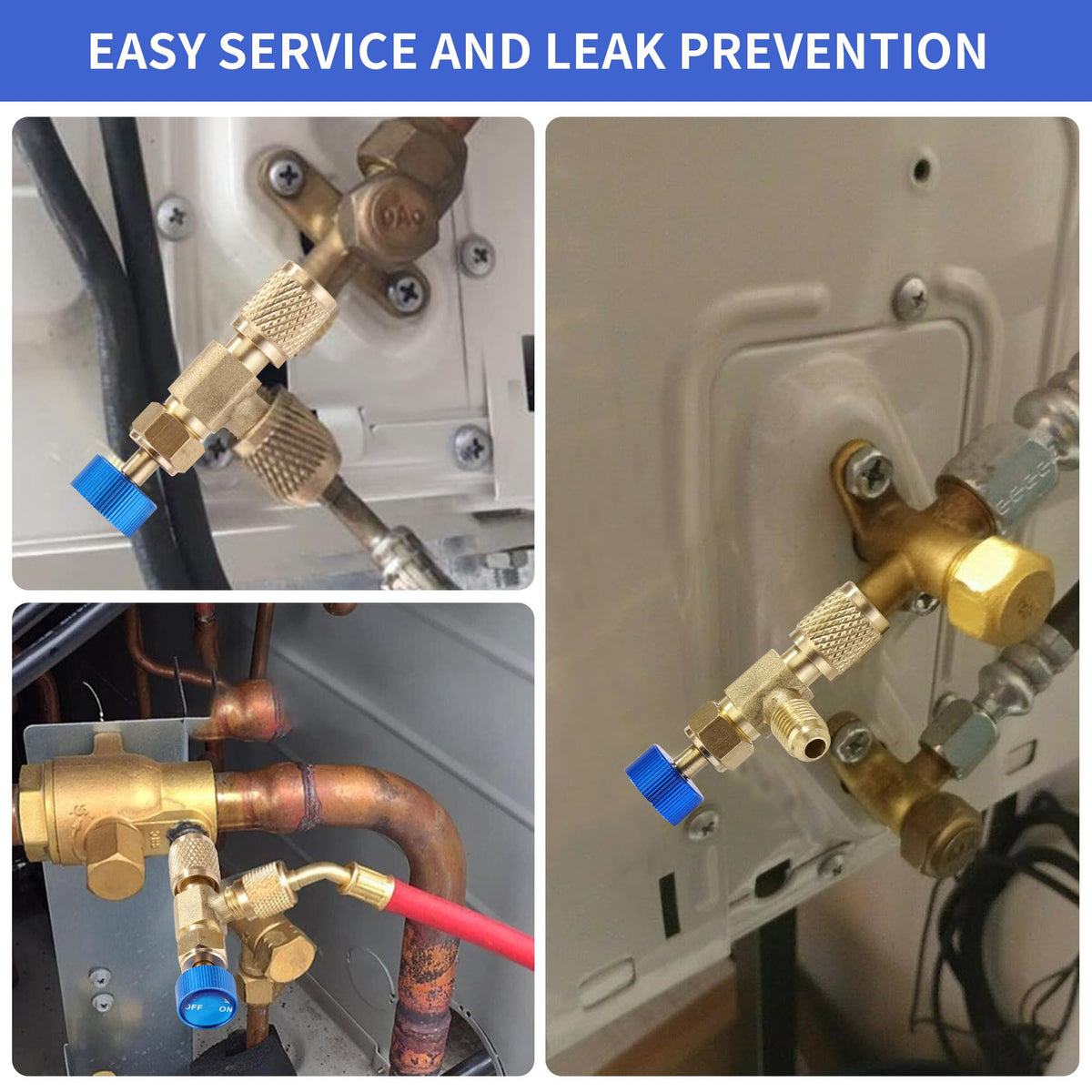 Timsec valve in use on AC service port illustrating safe, controlled refrigerant handling