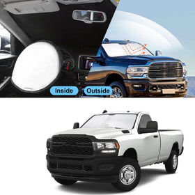 TINGLU lifestyle shot of parked truck with shade installed protecting interior from sun