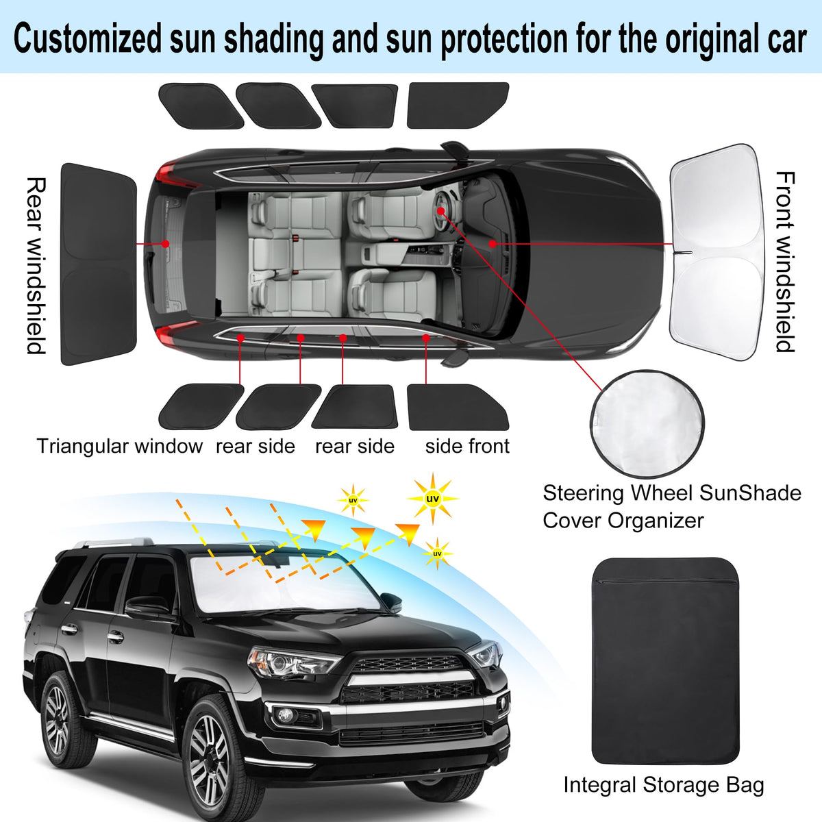 TINGLU side window installed on Toyota 4Runner demonstrating exact-fit protection