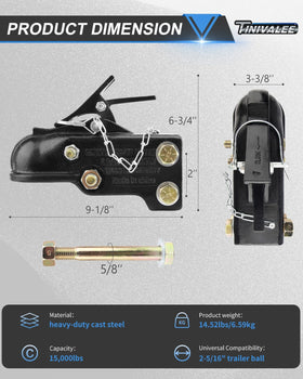 Tinivalee close-up of easy-lock latch for fast safe trailer attachment