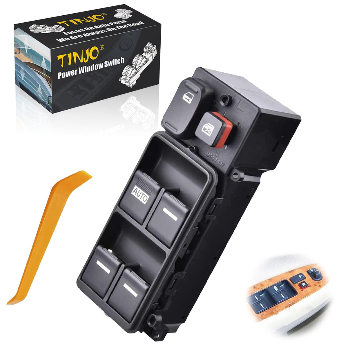 TINJO front master switch front view showing button layout and easy replacement benefit