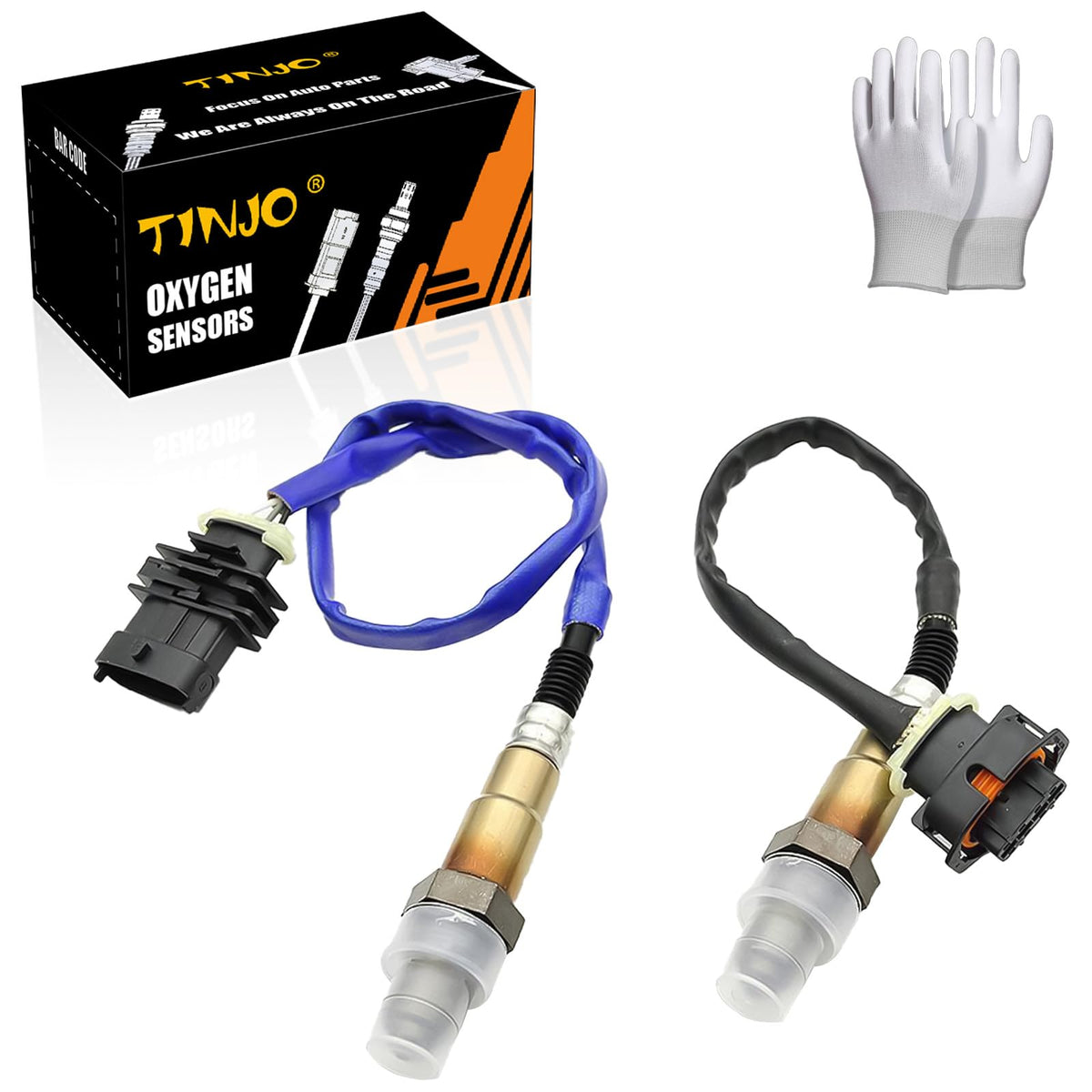 TINJO oxygen sensor pair front packaging showing kit and model fit benefits