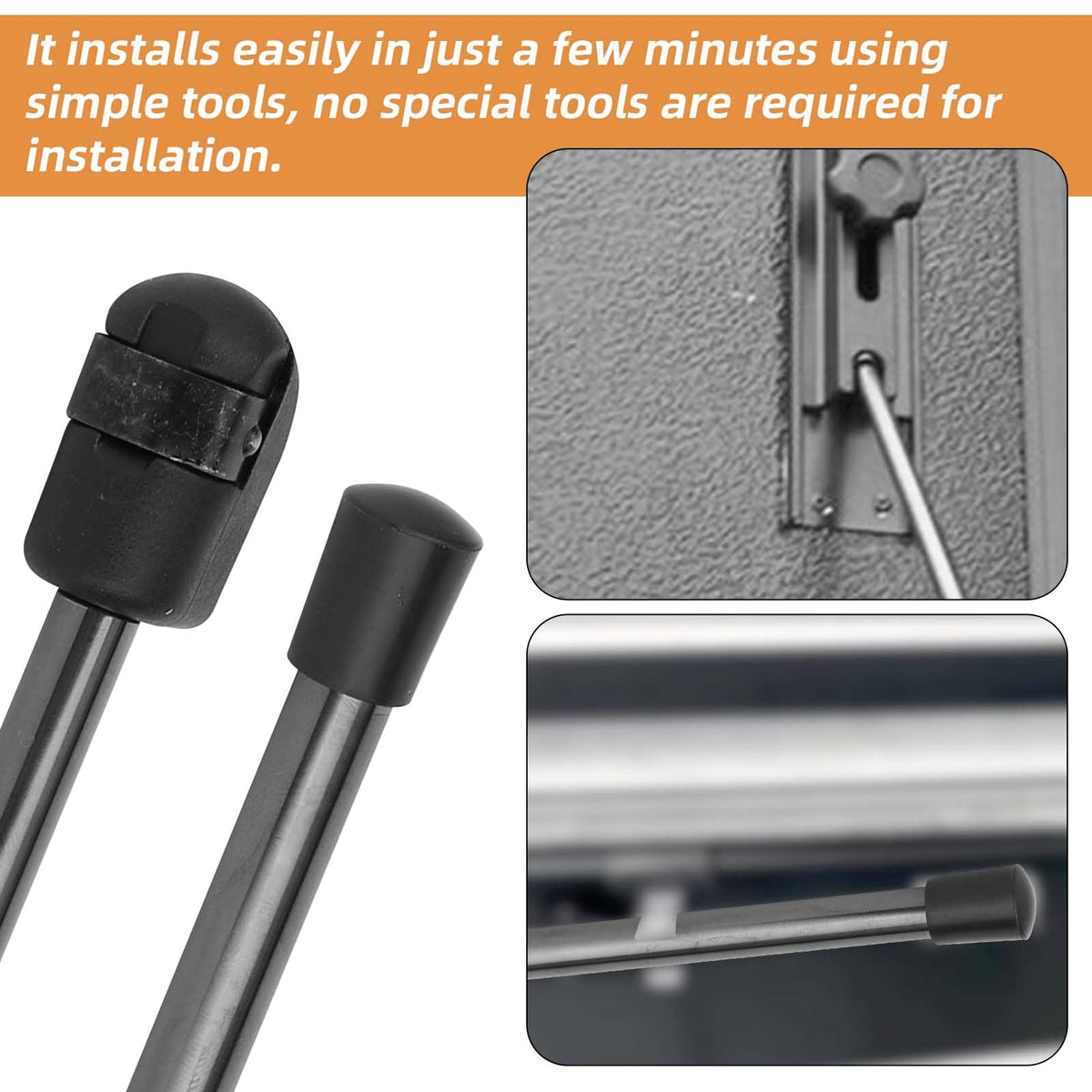 Tinoaly prop rods installed on truck tonneau cover providing stable open position