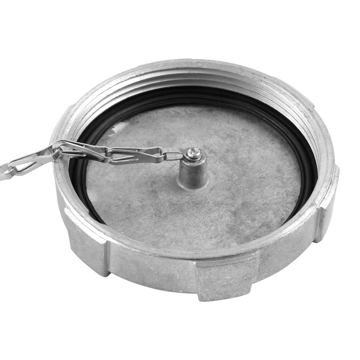 TINWID1919 stainless steel safety chain detail, prevents cap loss during fueling