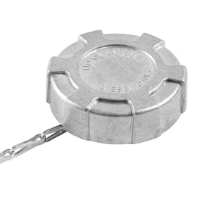 TINWID1919 fuel cap front view showing solid die-cast aluminum and secure fit benefit
