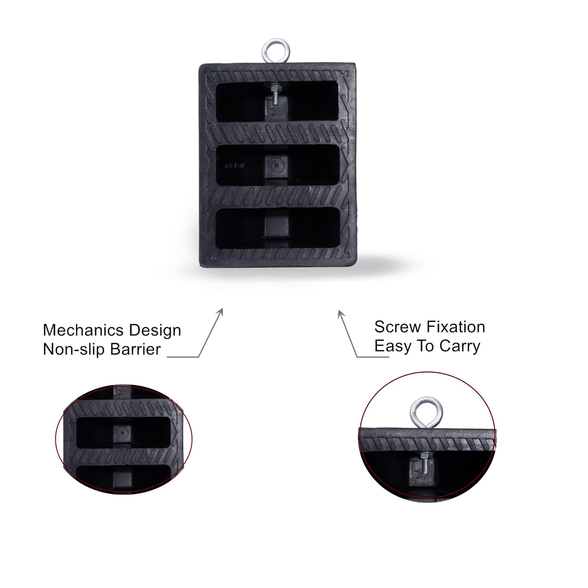 Tiousmoky chock in use under trailer wheel for secure parking and safety