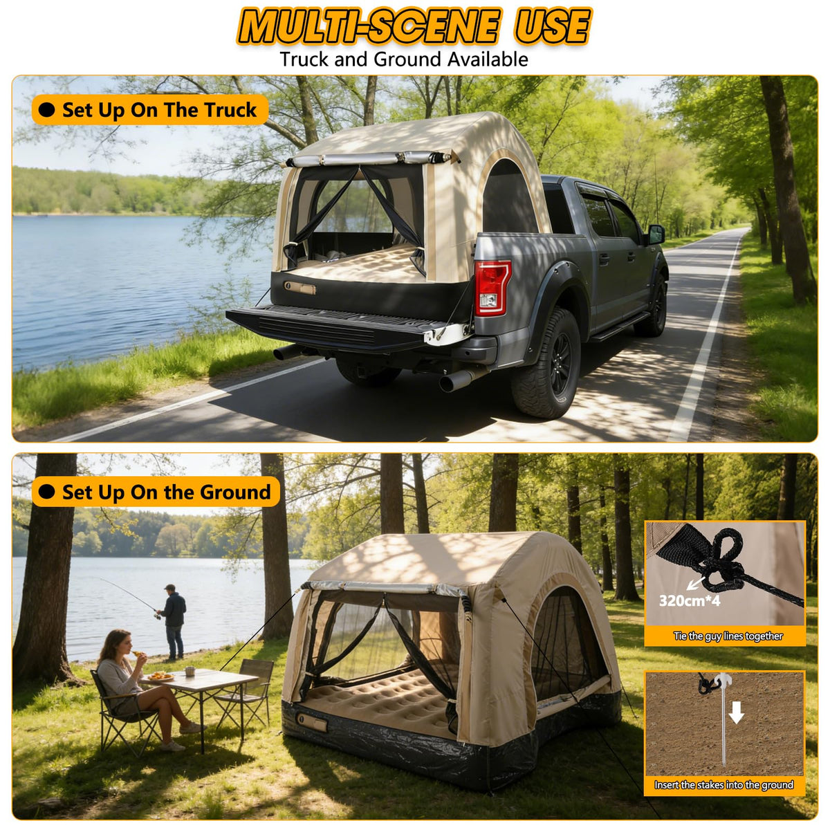 TIPHOPE tent set up on ground at campsite demonstrating versatile use