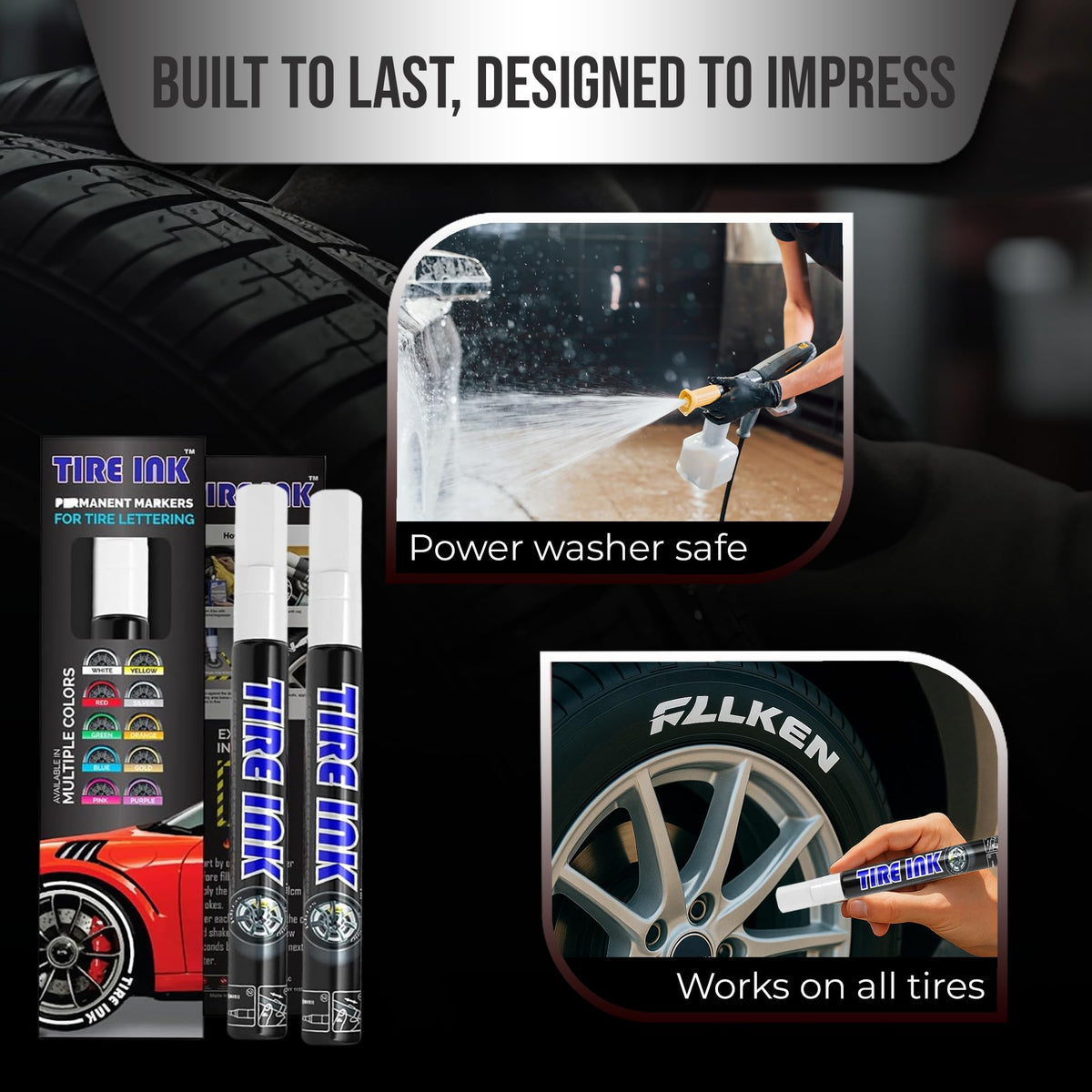 Tire Ink wet versus dry test demonstrating waterproof durability