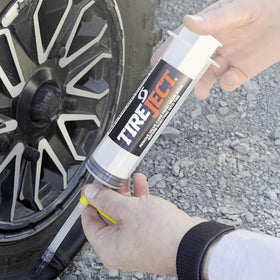TireJect valve-core removal tool and red caps showing convenient install accessories