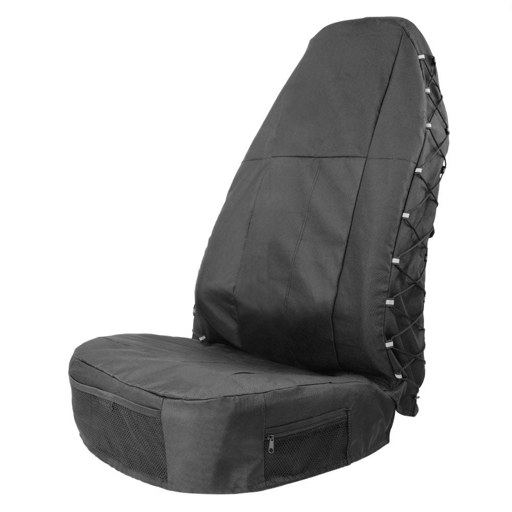 TIROL front view of highback seat cover protecting upholstery and adding neat look