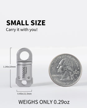 TISGOOG held in hand for scale, highlights ultra-light 0.3 ounce portability