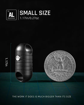 TISUR size comparison next to coin showing small dimensions and discreet everyday carry
