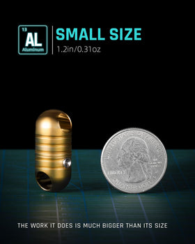 TISUR next to a coin to show compact size for comfortable carry