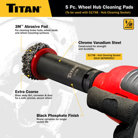 Titan 51799 cleaning a wheel stud to remove rust, ensuring accurate lug engagement