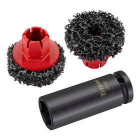 Titan front view of hub cleaning tool showing socket and pad for fast cleaning