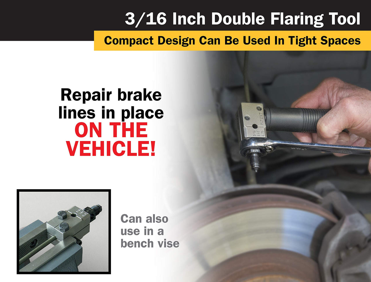 Titan handle removed in vise illustrating bench use and compact storage benefit