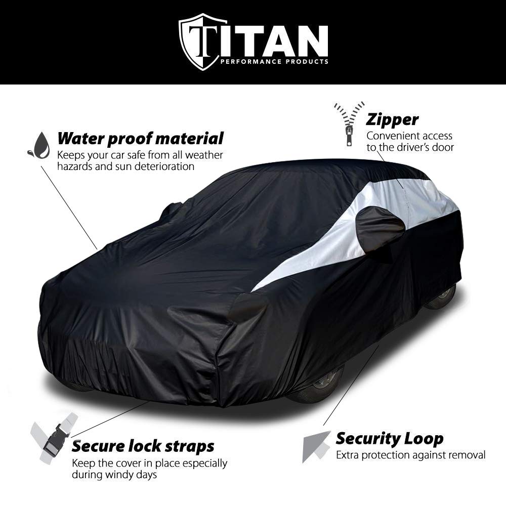 Titan 7-foot cable and lock threaded through loops for theft deterrence